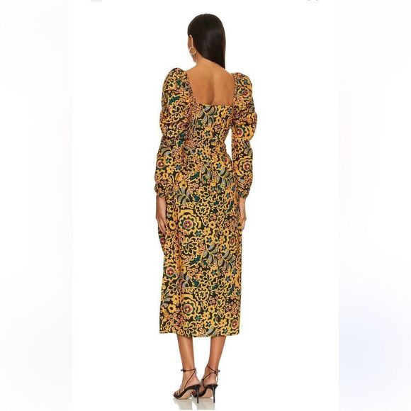 Cleobella Solange midi dress Matisse print black yellow cotton Revolve As Is - Picture 3 of 16